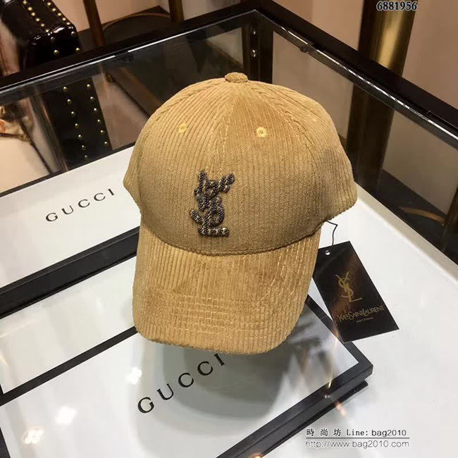 YSL聖羅蘭 跑量款 2018秋冬新款棒球帽 燈芯絨鴨舌帽 6881956 LLWJ6772